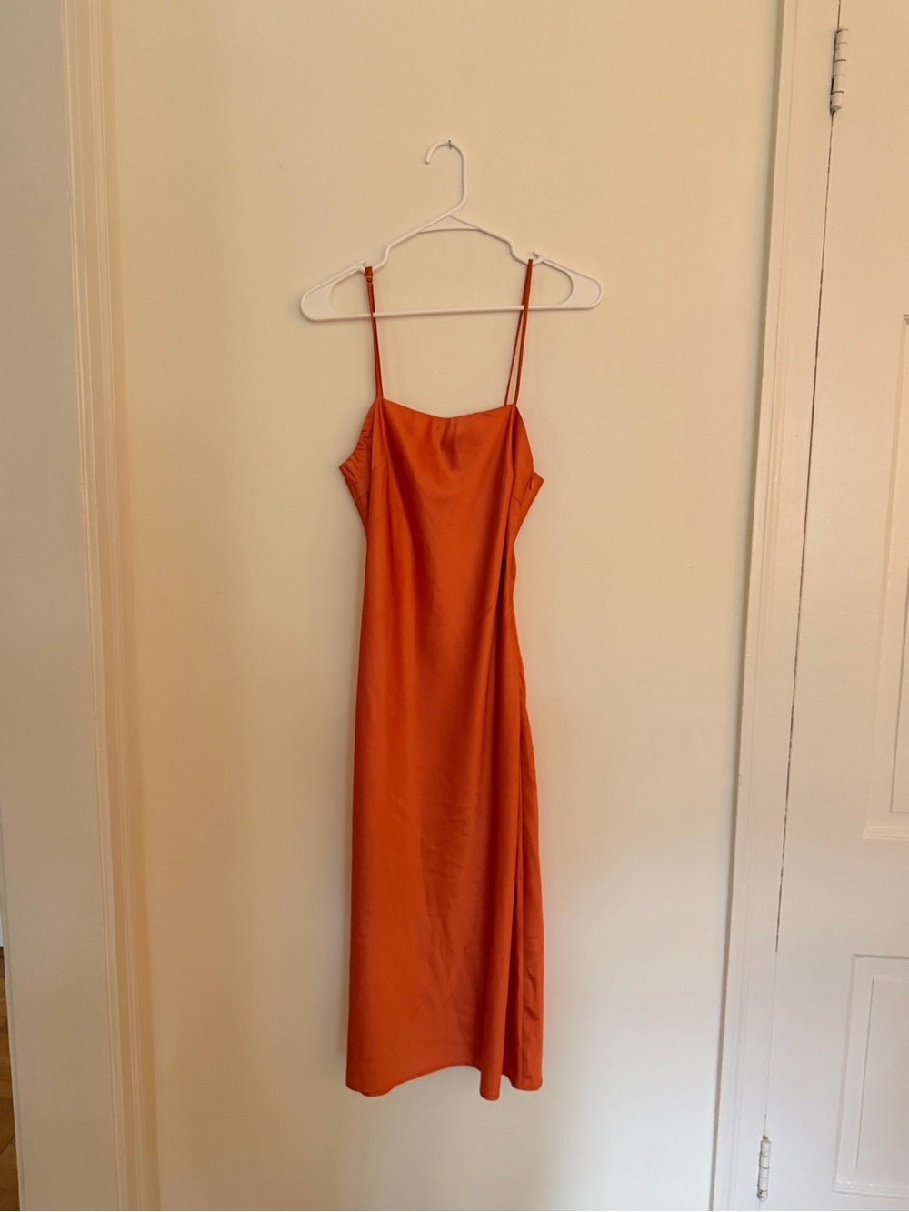 Le Lis Orange Satin Slip Midi Dress